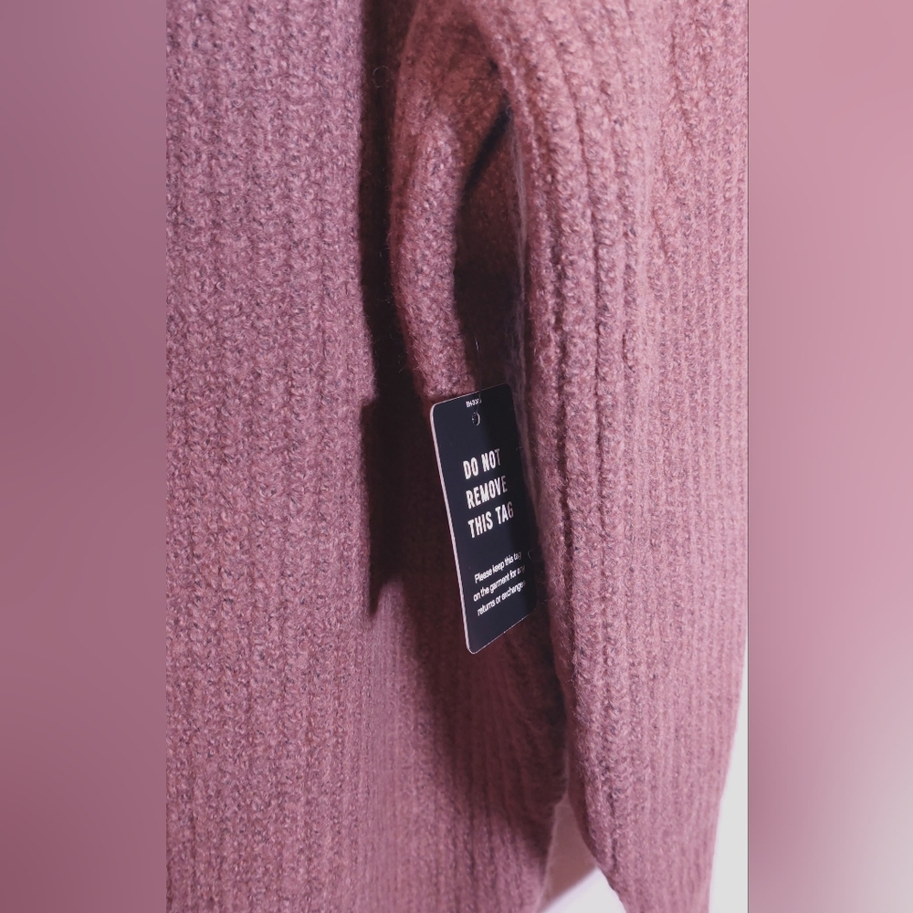 Express Chocolate NWT Raglan Long Sleeve Rib-Knit Sweater Dress Size Medium Mini - Picture 7 of 14